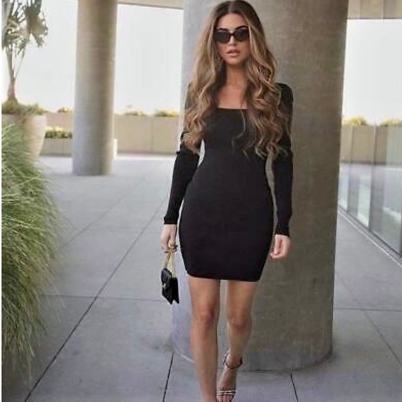 XS Express X Negin Mirsalehi Black Knit Midi Dress - Picture 3 of 6